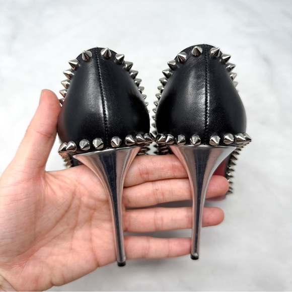 Christian Louboutin Dorispiky 100 Spike Studded Stiletto Pumps Heels Black 34.5 - Picture 7 of 16